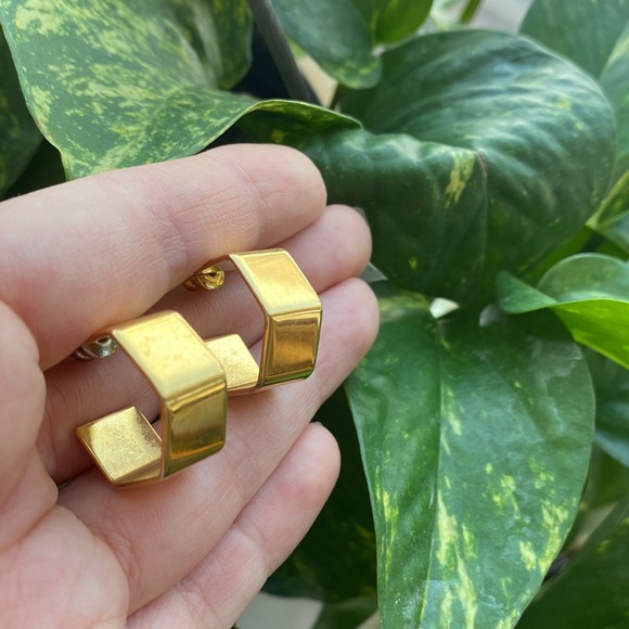 Vintage Abstract Gold Hoop Earrings